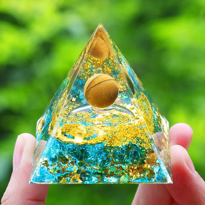 Orgone Pyramid Moonstone Crystal Ogan Crystal Energy Tower Nature Reiki Chakra Crushed Stone Jewelry Flower of Life Crystal Orgonite Pyramid Healing Chakra Pyramid