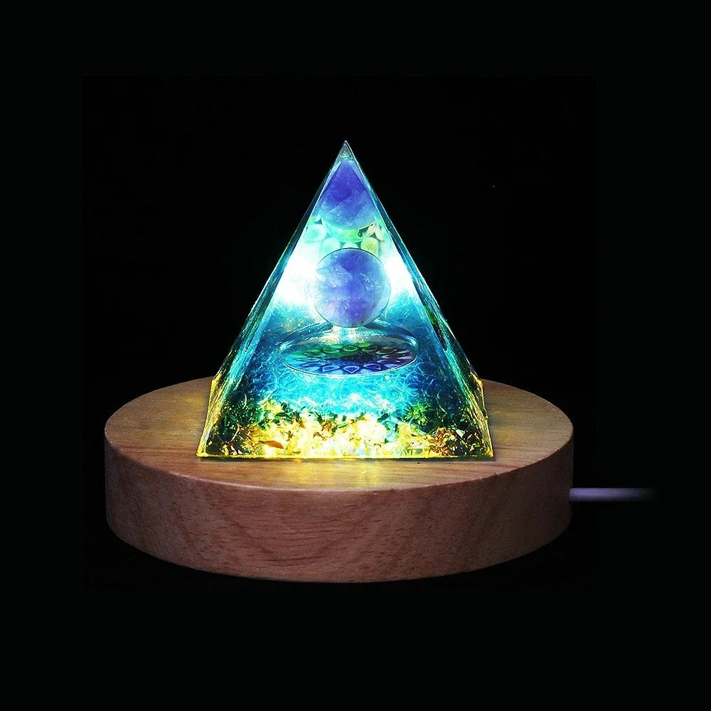 Orgone Pyramid Moonstone Crystal Ogan Crystal Energy Tower Nature Reiki Chakra Crushed Stone Jewelry Flower of Life Crystal Orgonite Pyramid Healing Chakra Pyramid