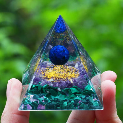 Orgone Pyramid Moonstone Crystal Ogan Crystal Energy Tower Nature Reiki Chakra Crushed Stone Jewelry Flower of Life Crystal Orgonite Pyramid Healing Chakra Pyramid