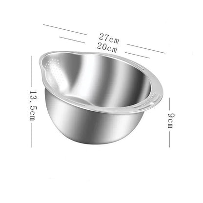 Rice Washer Strainer Bowl Stainless Steel Washing Bowl Rice Sieve Colander Fruit And Vegetable Strainer Kitchen Tools