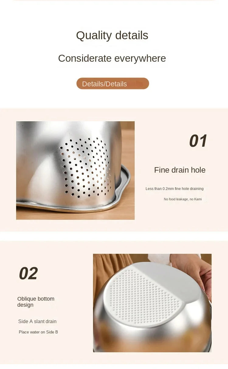 Rice Washer Strainer Bowl Stainless Steel Washing Bowl Rice Sieve Colander Fruit And Vegetable Strainer Kitchen Tools